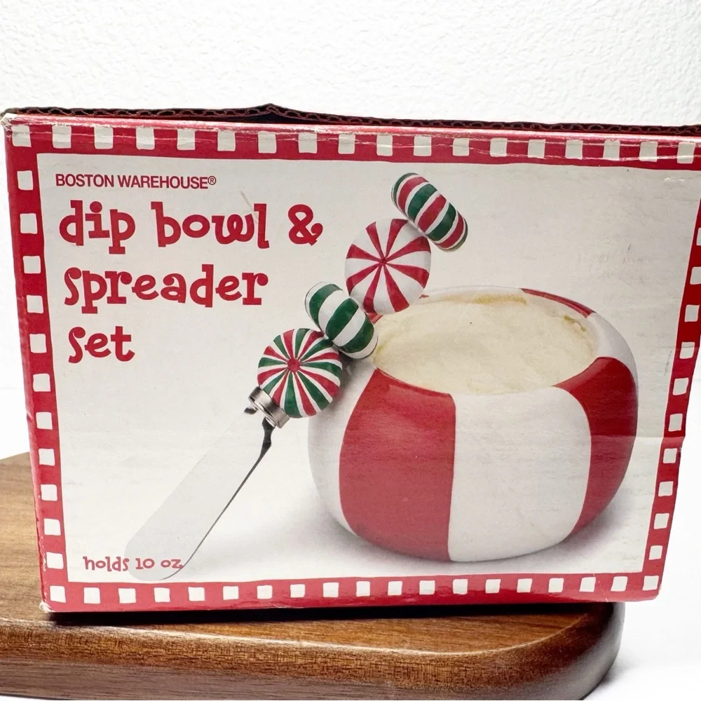 Boston Warehouse Y2K Peppermint Candy Dip Bowl & Spreader